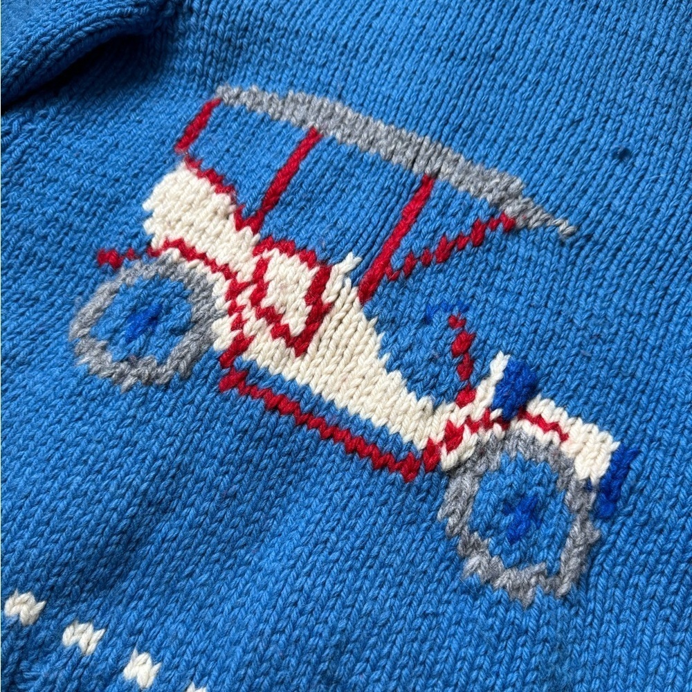 Native Cowichan Sweater Vintage Cardian - Automobiles/Cars - Ladies Small - Blue - Picture 6 of 8